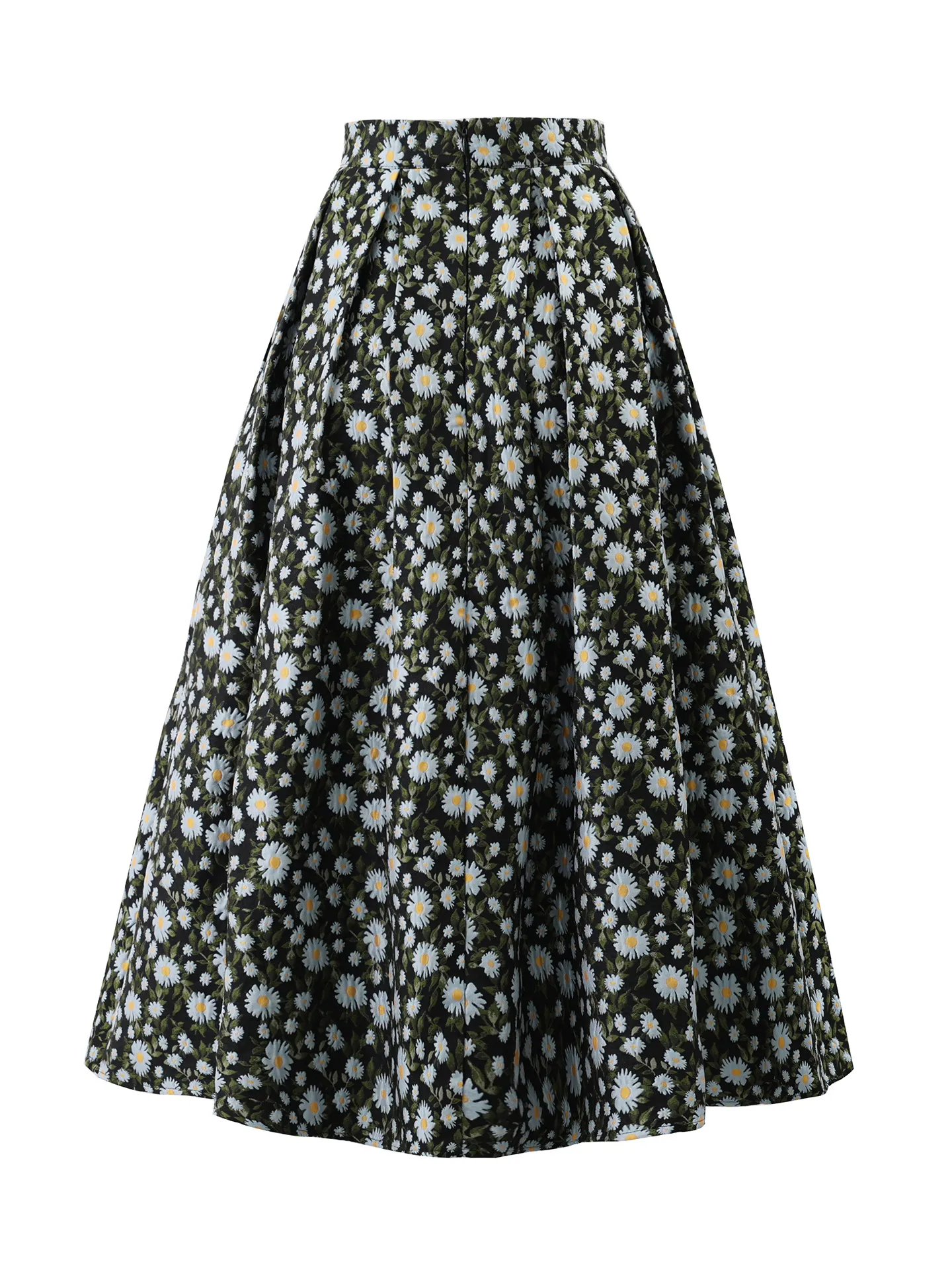 High Quality New Spring Autumn Embroidery Jacquard Floral Skirts Women All-match High Waist Mid-long A-line Elegant Puffy Skirts