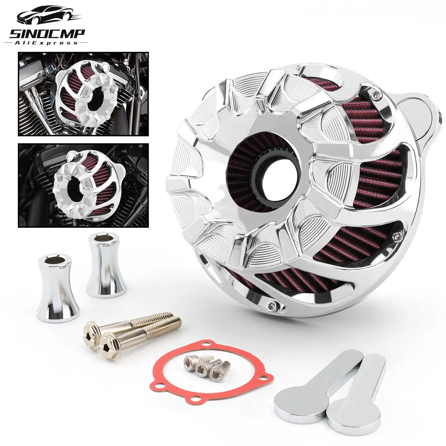 

Chrome Air Cleaner Intake Filter MP09-009-0009CR For Harley Dyna FXR Touring Road Glide King Softail Twin Cam Intake Filter