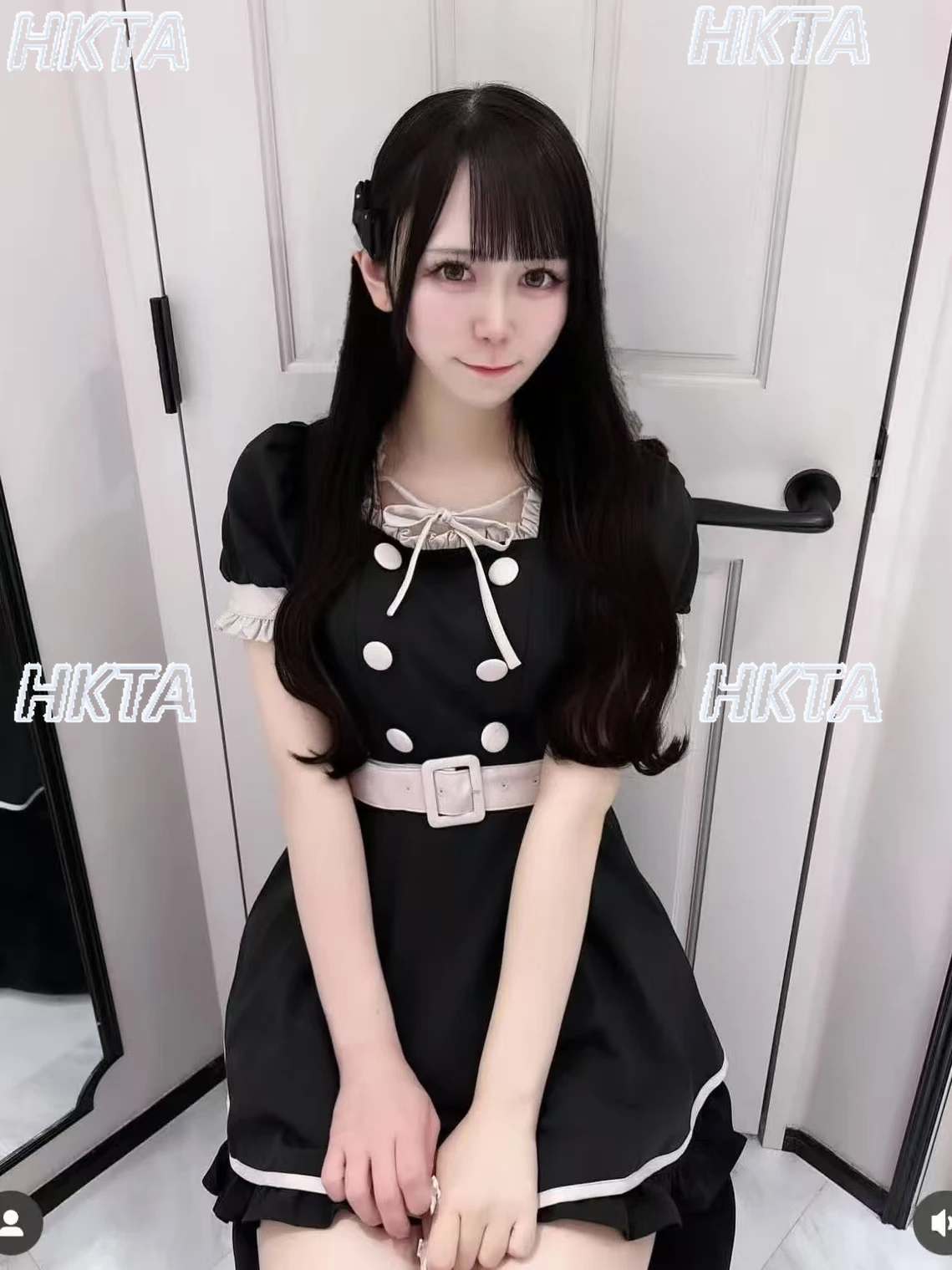 

2025 New Japanese Style Lace-Up Buttoned Dress Shorts Set Turn-Down Collar Puff Short Sleeves 2-Piece Sets Women Casual Outfits