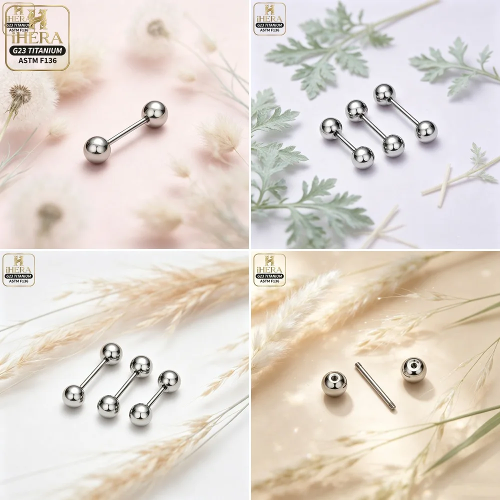 14G 16G Basic Simple F136 Titanium  Barbell Bulk Tongue Nipple Industrial Tragus Helix Eyebrow Labret Lip Rings Studs Jewelry
