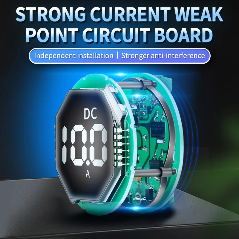 Peacefair PZEM-019A DC Digital Panel Ammeter Round LCD Display Amperemeter Current Tester 5V 12V 10A 100A Optional