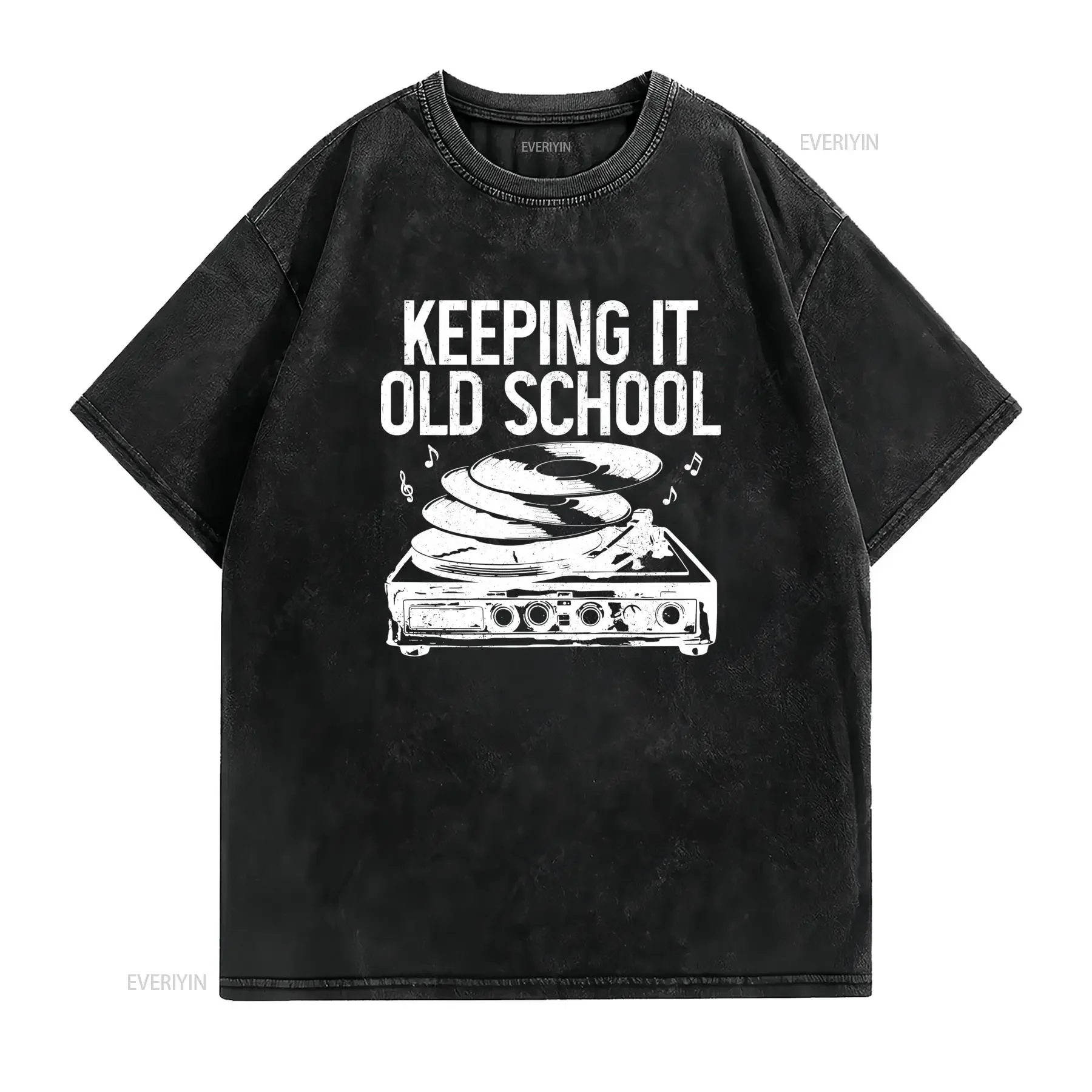 Vinyl Record Player T Shirt Keeping It Old School Collector Vintage Retro Music Lover Turntable Dj Audiophile vintage Washed
