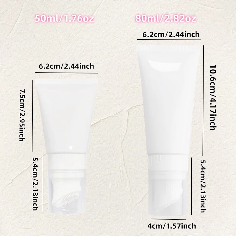 【ロゴカスタム】50個 カスタマイズ可能 50ml/80ml シリコンブラシヘッド ホワイトチューブ 小ロットカスタム 卸売工場