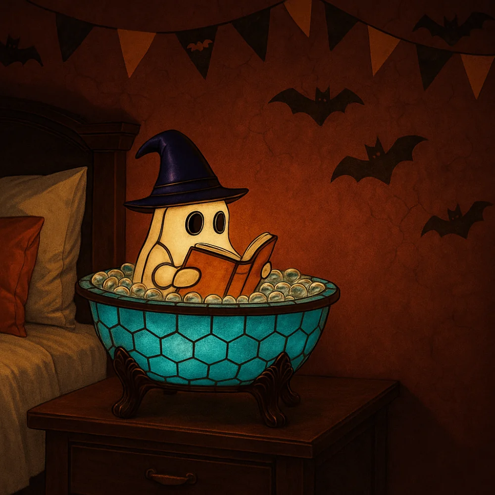 Portable Resin Ghost Bubble Bath Lamp Soft Color Change Decorative Ghost Themed Bathtub Lamp Cute Ghost LED Light Shelf