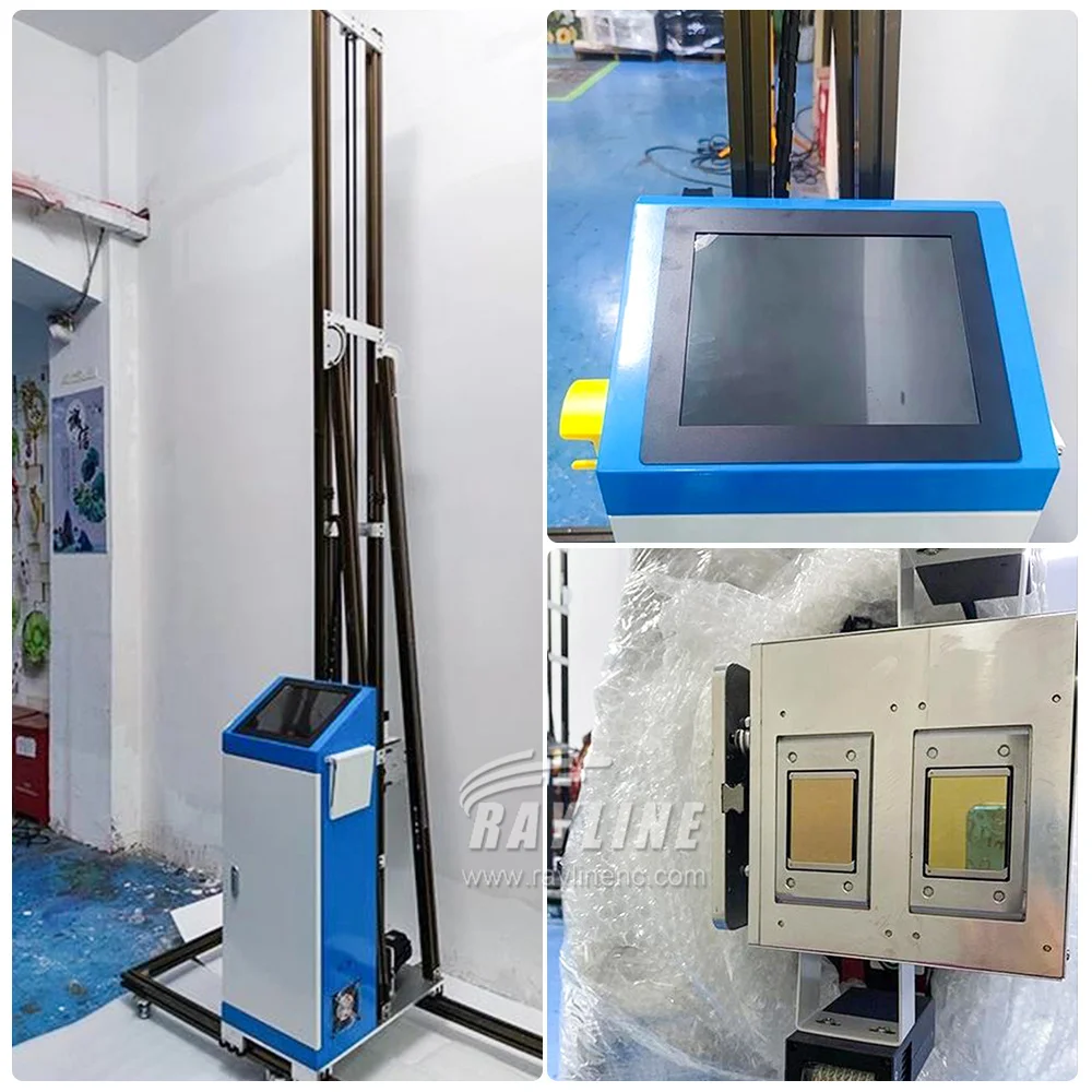 Rayline vertical UV CMYKW double head wheels track wall printing machine 3d wall printer machine with ups battery