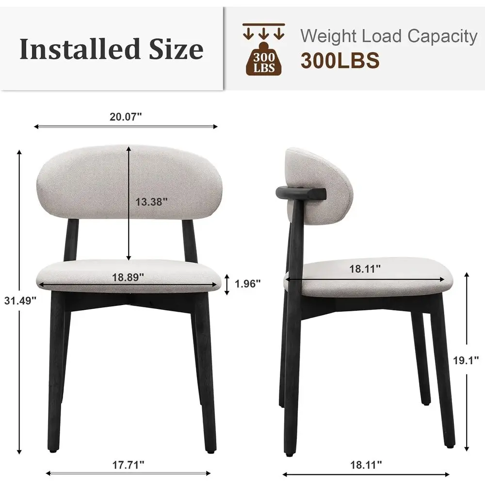 armhouse Dining Chairs Set o 4,Century ern abric Upholstered Kitchen Chairs,Wooden Dining Room Chair with Curved Back Black Leg