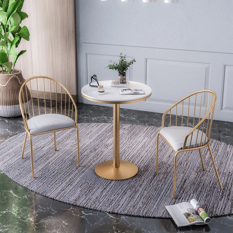 Modern Marble Dining Table and Chair Set Iron Fabric Dining Room Furniture Dining Room