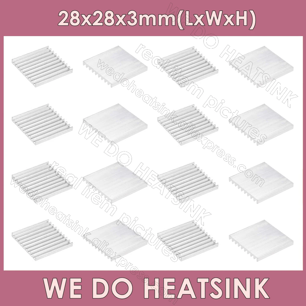 Aluminum Heatsink 28x28x3mm / 1.1x1.1x0.12