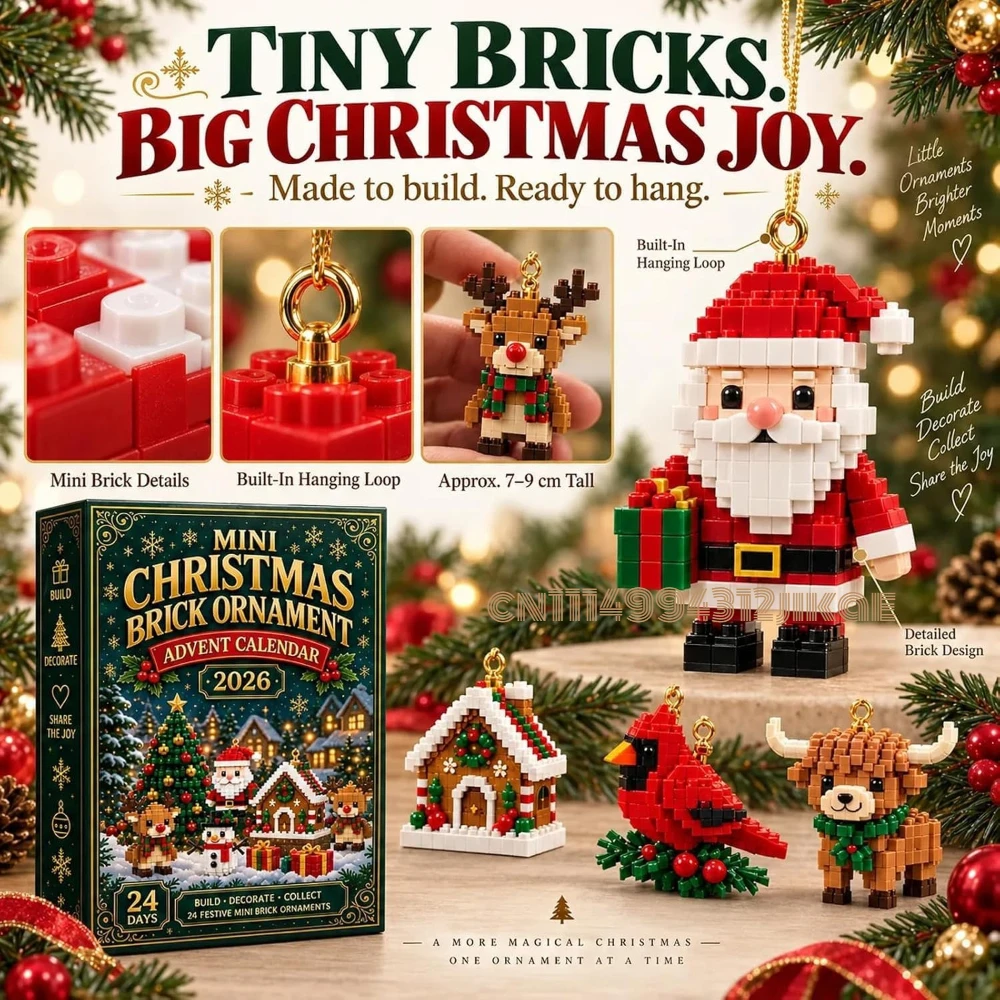 24 day countdown advent calendar building block ornaments