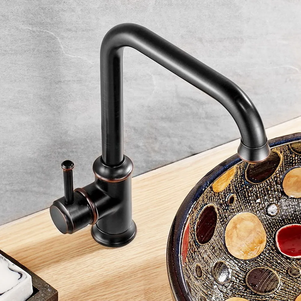 

Black Oil Rubbed Brass Single Handle Swivel Spout Bathroom Vessel Kitchen Sink Basin Faucet Mixer Tap asf091