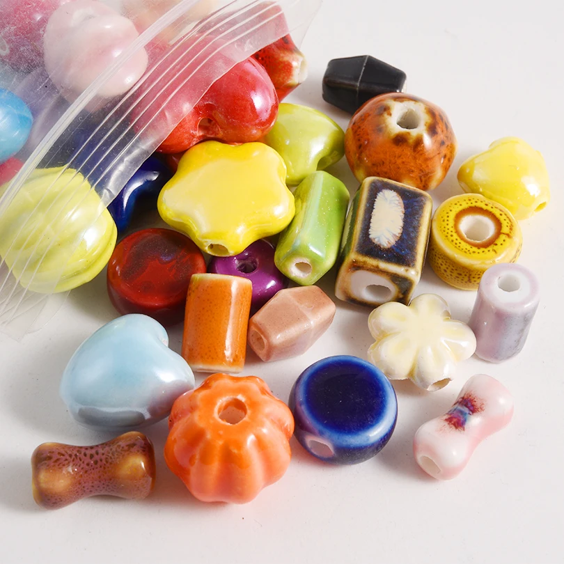 Different Style Random Mix Ceramic Beads For Jewelry Making Supplies Ball Flower Heart Star Loose Bead DIY Bracelets Accessories