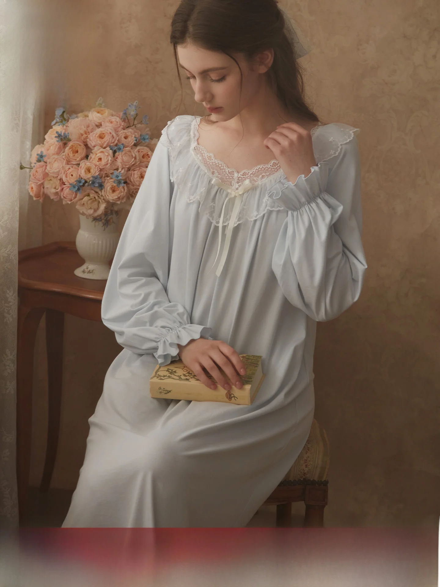 camison-largo-de-encaje-rosetree-para-mujer-primavera-otono-sensacion-de-lujo-ropa-de-dormir-dulce-para-el-hogar-novedad-2026