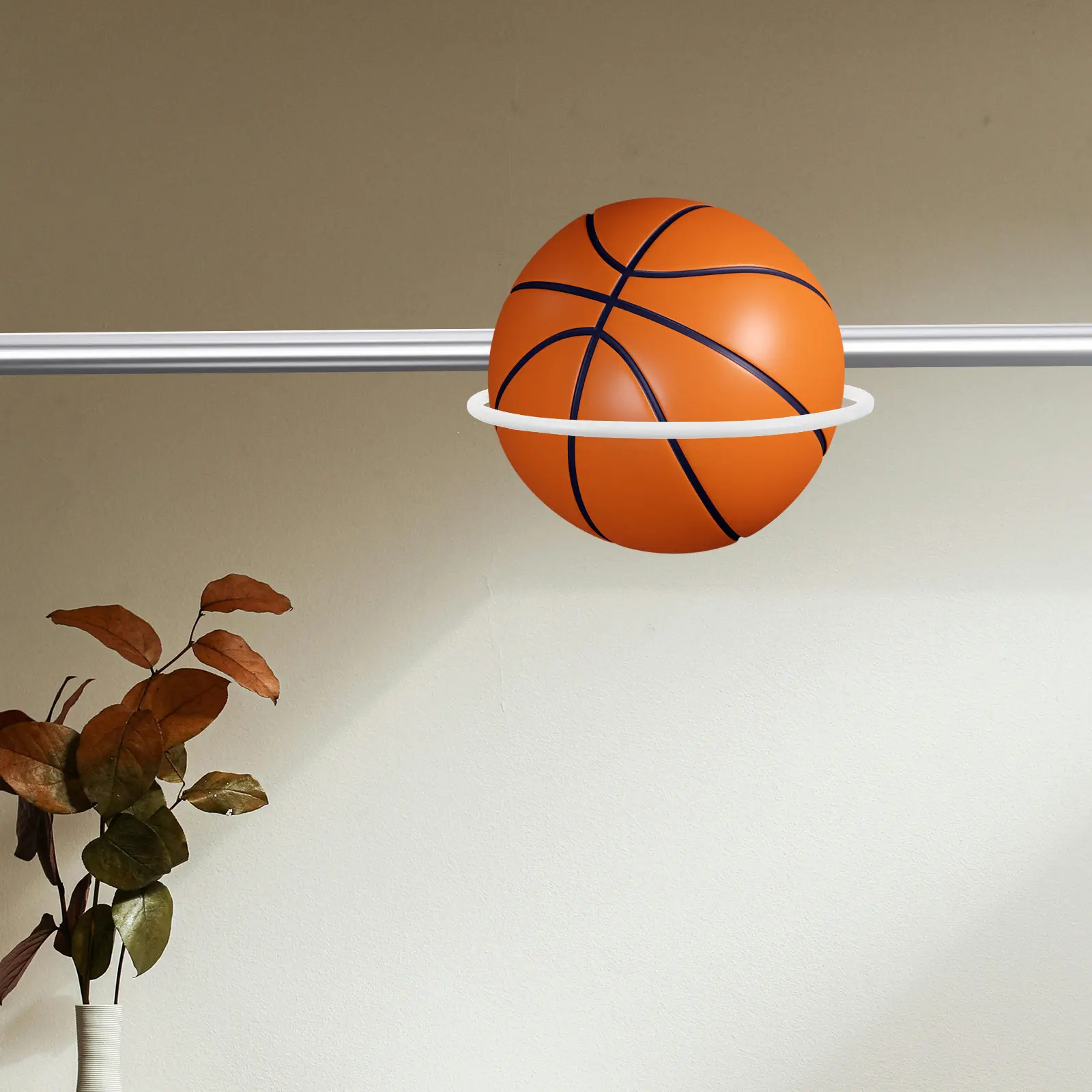 5Pcs Wall Mount Basketball Football Display Rack Heavy Duty Steel Ball Holder for Home Gym Retail Store Organization White