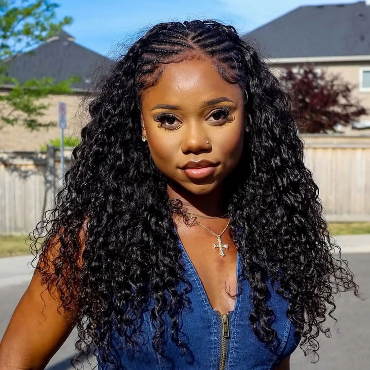 Half Wigs Human Hair Curly 3 In 1 100% Human Hair Half Wig Flip Over Part Wig Drawstring Machine Made Curly Deep Wave Wigs