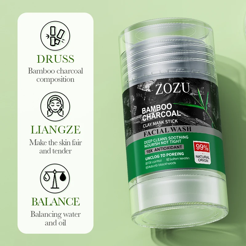 

50g For Zozu Bamboo Charcoal Clay Stick Deep Cleansing Blackhead Removal Purify Pores Soothing Nourishing Mud Sti M7d1