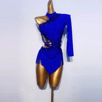 새로운 여성 라틴 댄스 드레스 맞춤형 섹시한 백 레스 슬리밍 드레스 Luntango Chacha 라틴 댄스 전문 성능 드레스