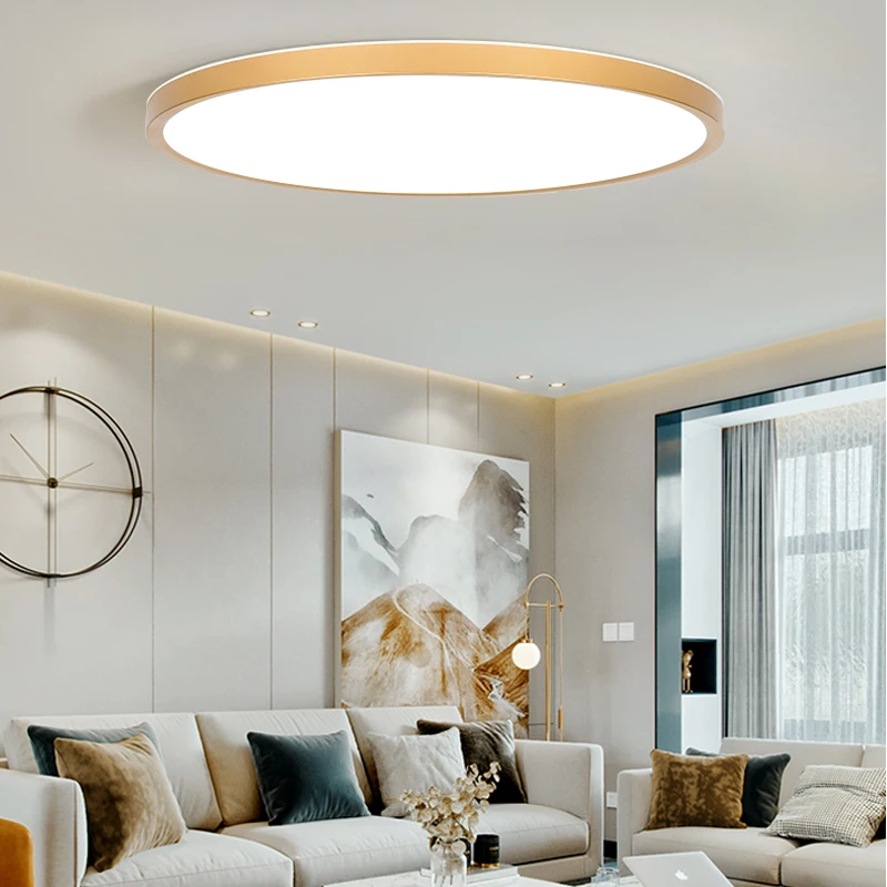 Flat Led Round Panel Light CCT 220V Thin Indoor Lighting Golden Wood Black For Kitchen Bedroom Bathroom Led Panel Ceiling Light