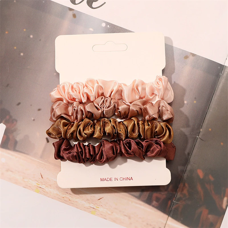 4Pcs/Set Large Intestine Hair Circle Solid Color Hair Scrunchies Girls Rubber Bands Hair Rope Simplicity Elastic Hair Ties