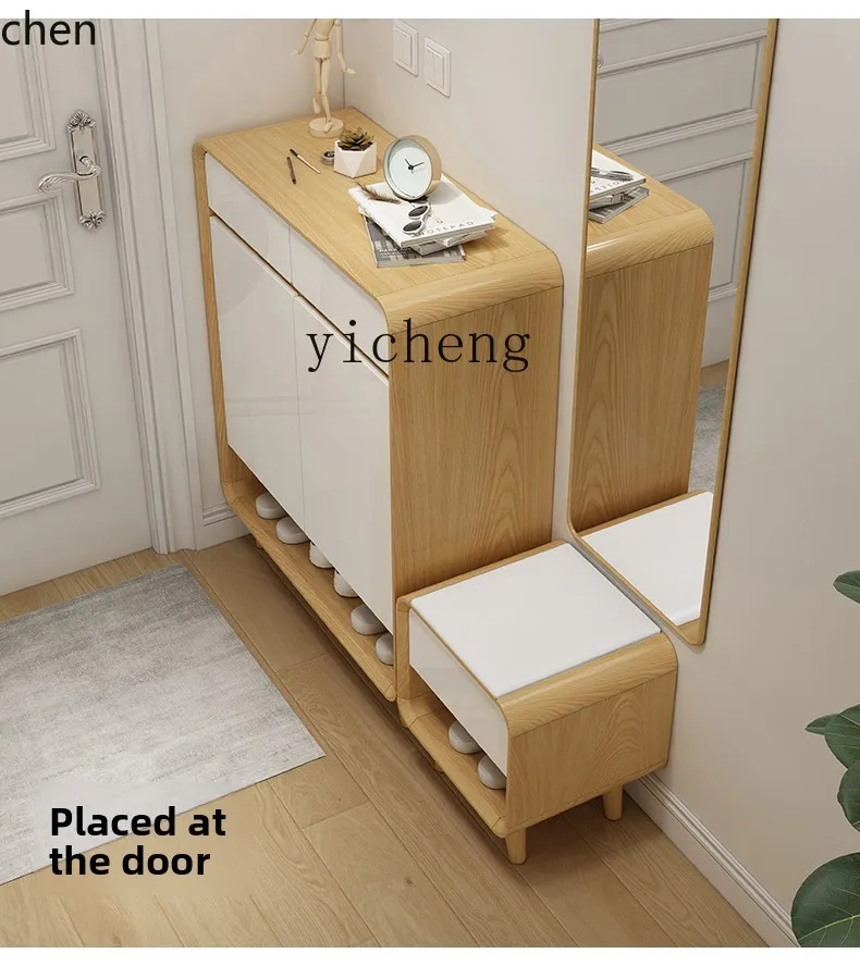 ZMLShoe Changing Stool for Home Use Seatable Lacquered Shoe Cabinet with Integrated Stool Simple Modern Entryway Storage Stool