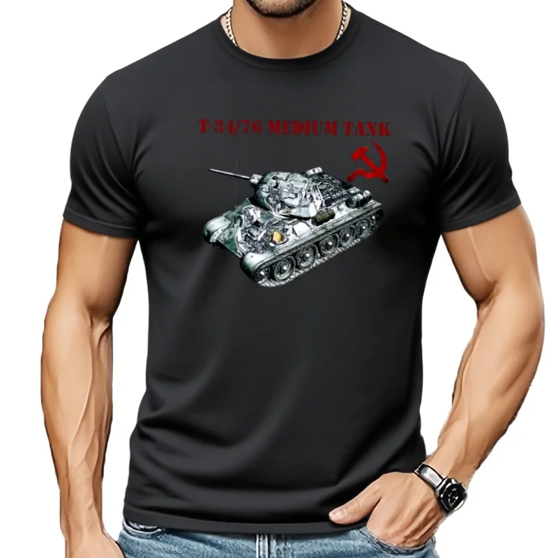 WW2 URSS Russie soviétique T 34-76 précieux T-Shirt 100% Coton O-cou D'été À Manches Courtes Casual Hommes T-shirt Taille S-3XL