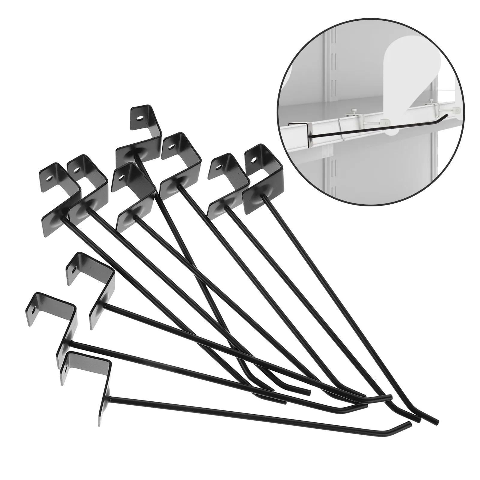 

10Pcs Square Tube Hooks Heavy Duty Metal Shelf Hooks for Supermarket Display Racks No Drill Easy Install Polished Surface