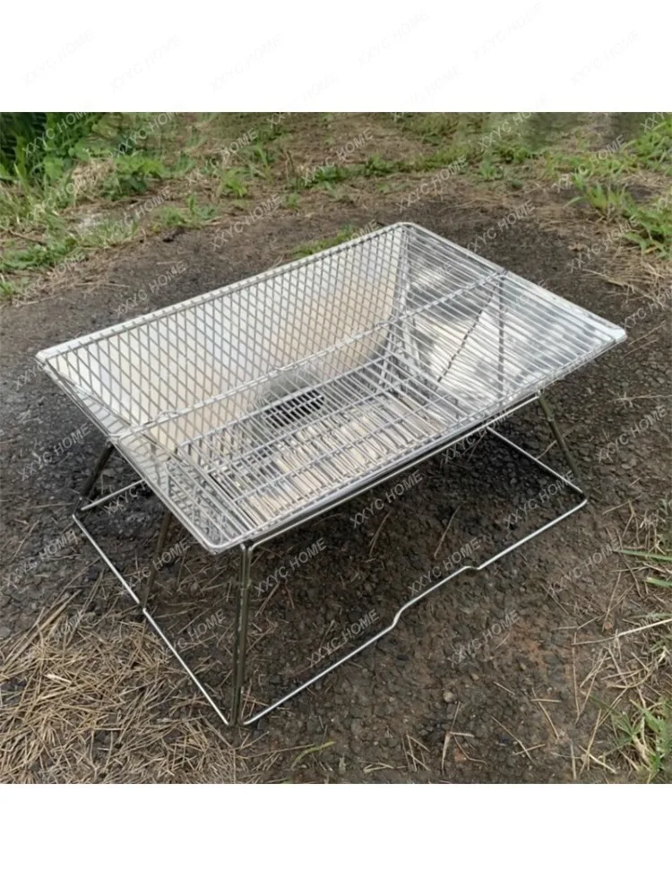 Outdoor Camping Picnic Stainless Steel Burning Fire Table Split Folding Firewood Stove Barbecue Stove