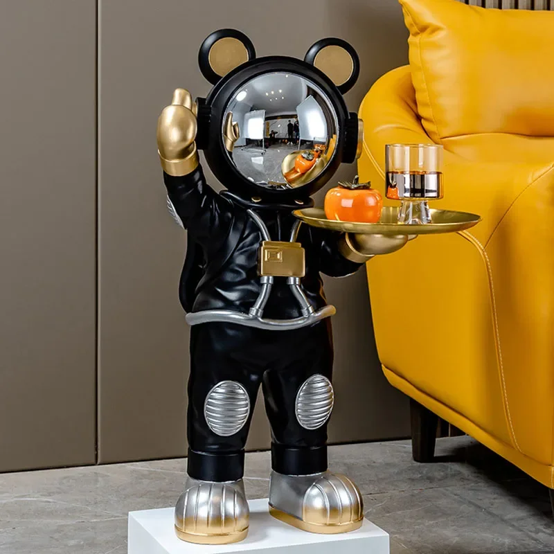 Light Luxury Nordic Home Decor Space Bear Resin Statues Sculptures Living Room Decoration Large Animal Figurines Holiday Gifts