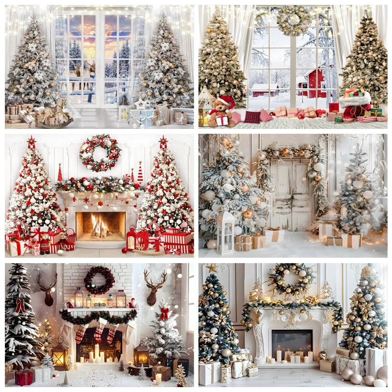 Рождественский камин фон новогодние украшения для семейной вечеринки рождественская елка чулки зимний фон для фотосъемки реквизит для студии