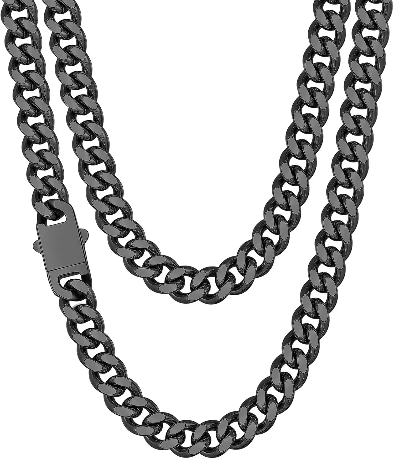 

Мужская цепочка Fiusem с серебряным/черным покрытием/покрытием из 14-каратного золота, 5 мм/6 мм/7,5 мм/8 мм/9 мм, из нержавеющей стали, кубинская цепочка.