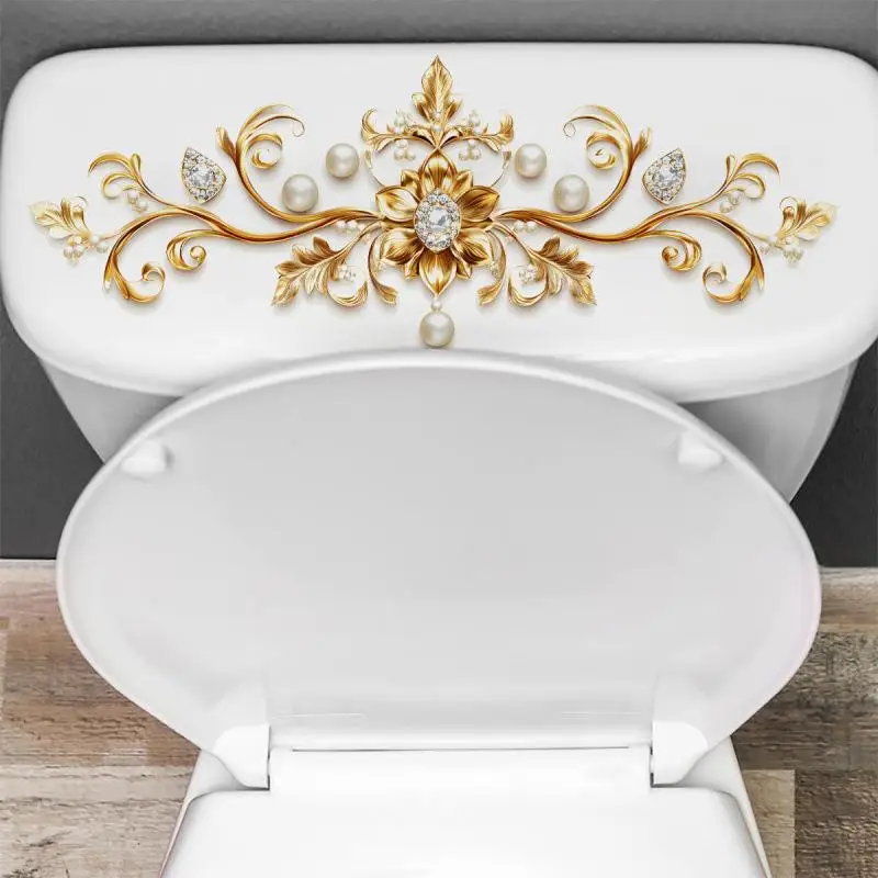 1PC New Gold Pattern Diamond Crown: Bathroom Toilet Sticker Bucket Decorative Beautify