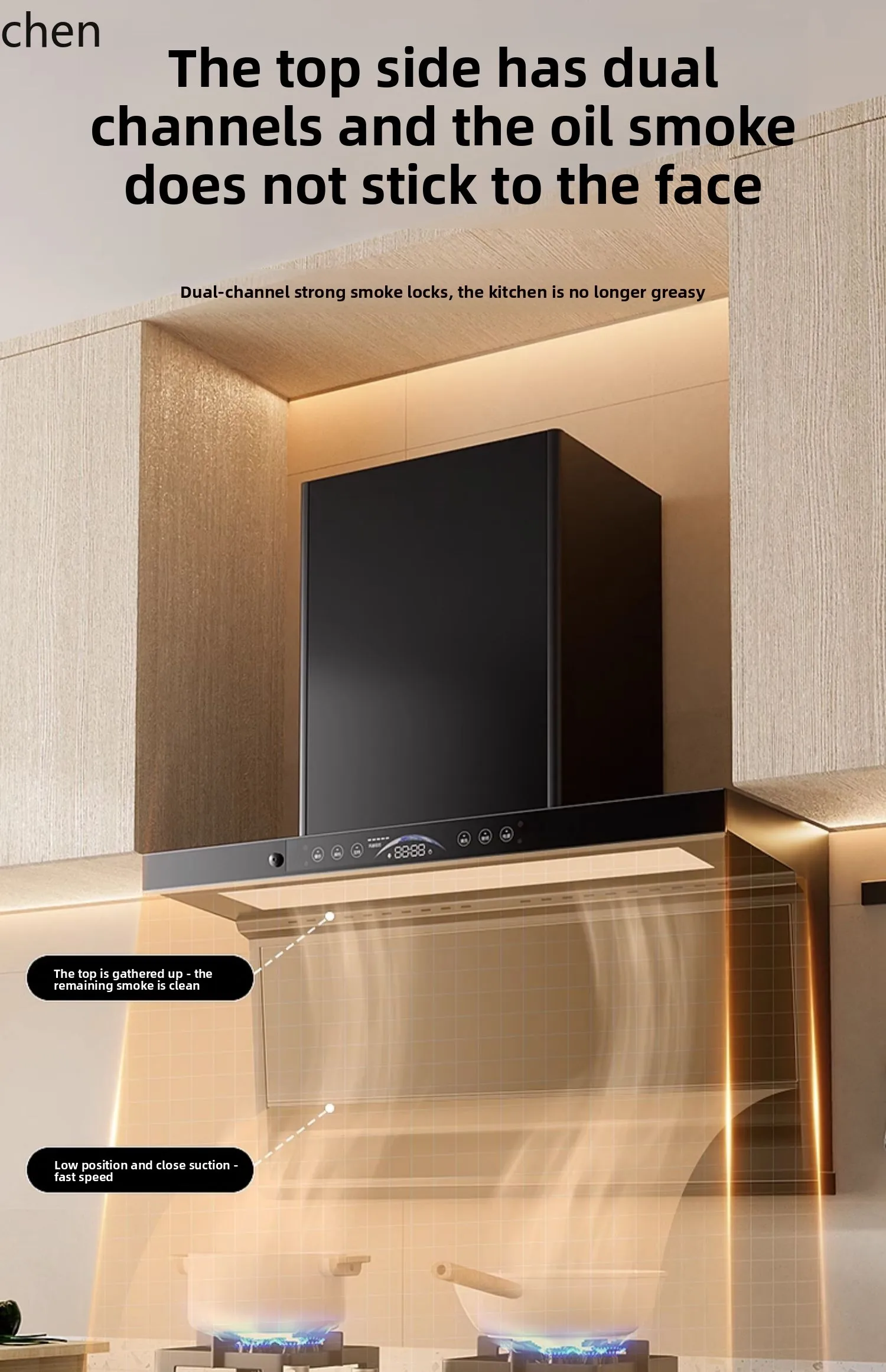 HXL range hood top side double suction frequency conversion 7 character range hood