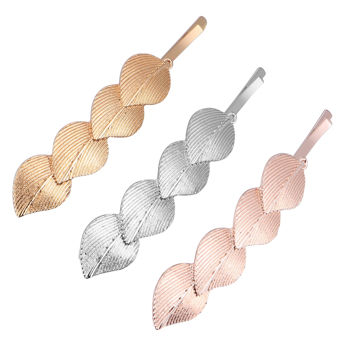

3pcs Hair Clip Set Leaves Hairpin Silver Bobby Pins Accessories Women Hairstyle Durable Long Use Unique Design Trendy Gift