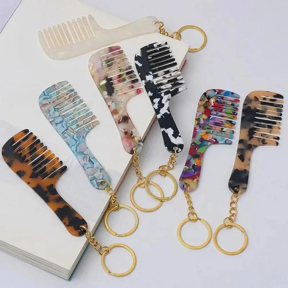 Cute Small Comb Keychain Versatile Colorful Pocket Detangling Brush Portable Simple Hairbrush Backpack Pendant Travel Essentials