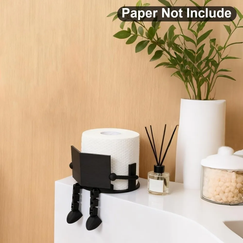 3D Printed Toilet Paper Holder Black White PP Vertical Tissue Holder Table Stand Reading Buddy Decorative Ornament Bathroom Use