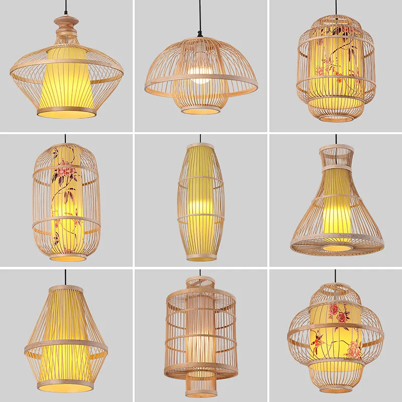 

Japanese-style Bamboo Retro Hanging Light Fixtures Pendant Light Living Room Hotel Restaurant Aisle Hanging Lamp Decor