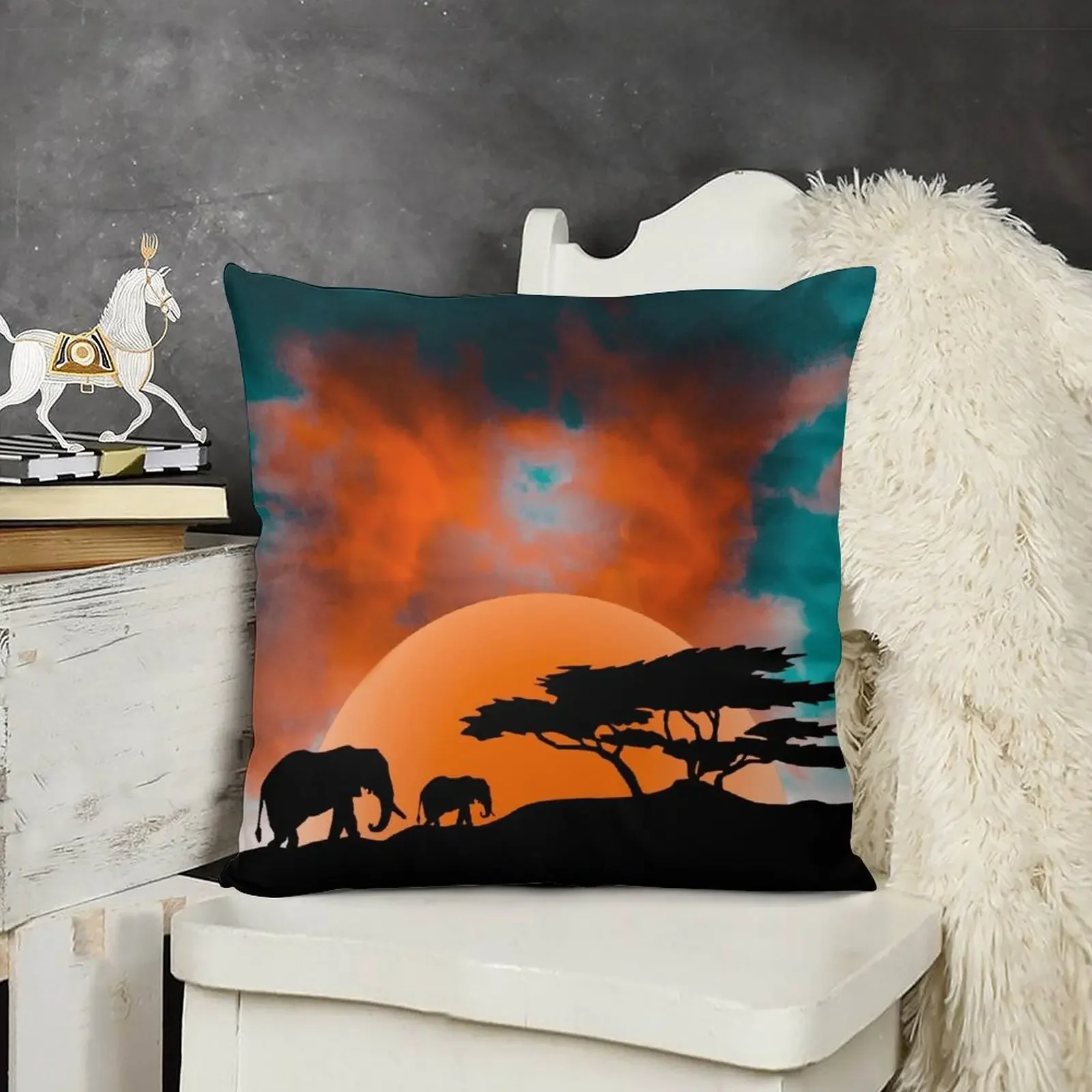 

Elephants in the savannah Throw Pillow Sitting Cushion Pillow Decor pillow