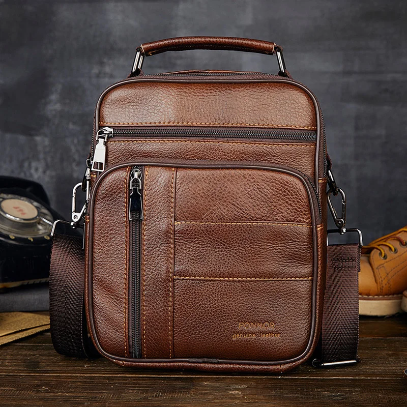 

Vintage Cowhide Men's Shoulder Bag Genuine Leather Crossbody Bag For Man Fashion Messenger Phone Bag Casual Handbag