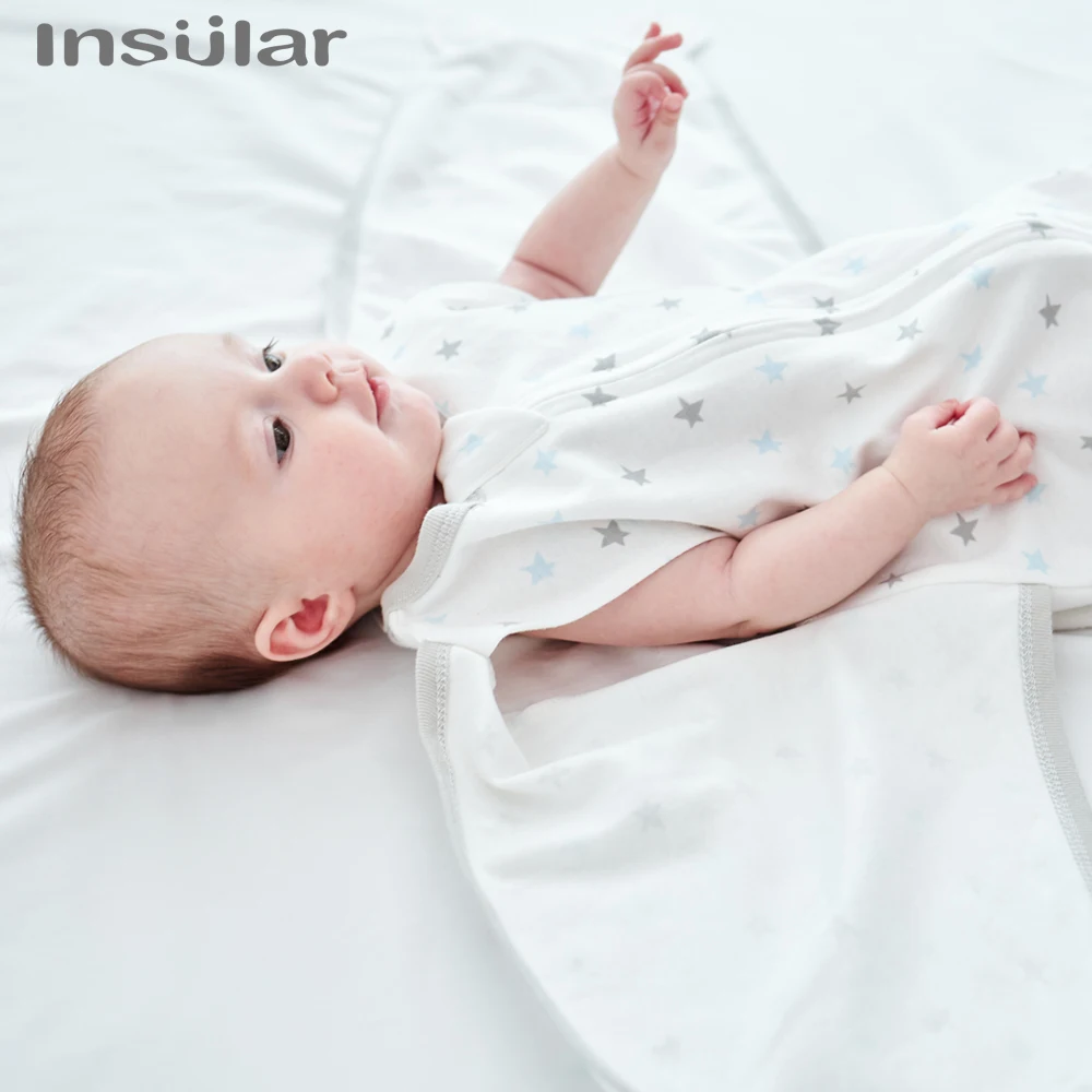 Newborn Baby Swaddle Sleeping Bag Raised Hand Anti-shock Swaddle Blanket Double Zipper Sleepsacks Newborn Baby Cotton Sleepwear