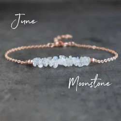 Raw Moonstone Bracelet, Raw Crystal Bracelet , Rainbow Moonstone Bracelet, June Birthstone Bracelets for Women, Gifts for Women
