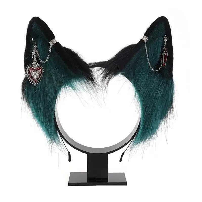 

R1WE Gothic Headband Plush Ear Hairhoop Cosplay Costume Props Teens Head Accessories
