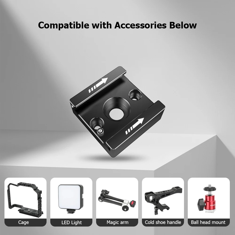 Адаптер для крепления на холодный башмак KIMRIG с винтами 1/4 3/8 винтами для крепления светодиодного освещения, ручка монитора, микрофон, набор установки для камеры «сделай сам»