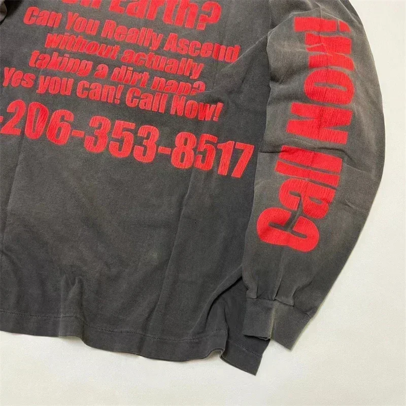 Saint Michael Pullover Men Women 1:1 High Quality Washed Vintage Oversized Long Sleeved T-Shirts