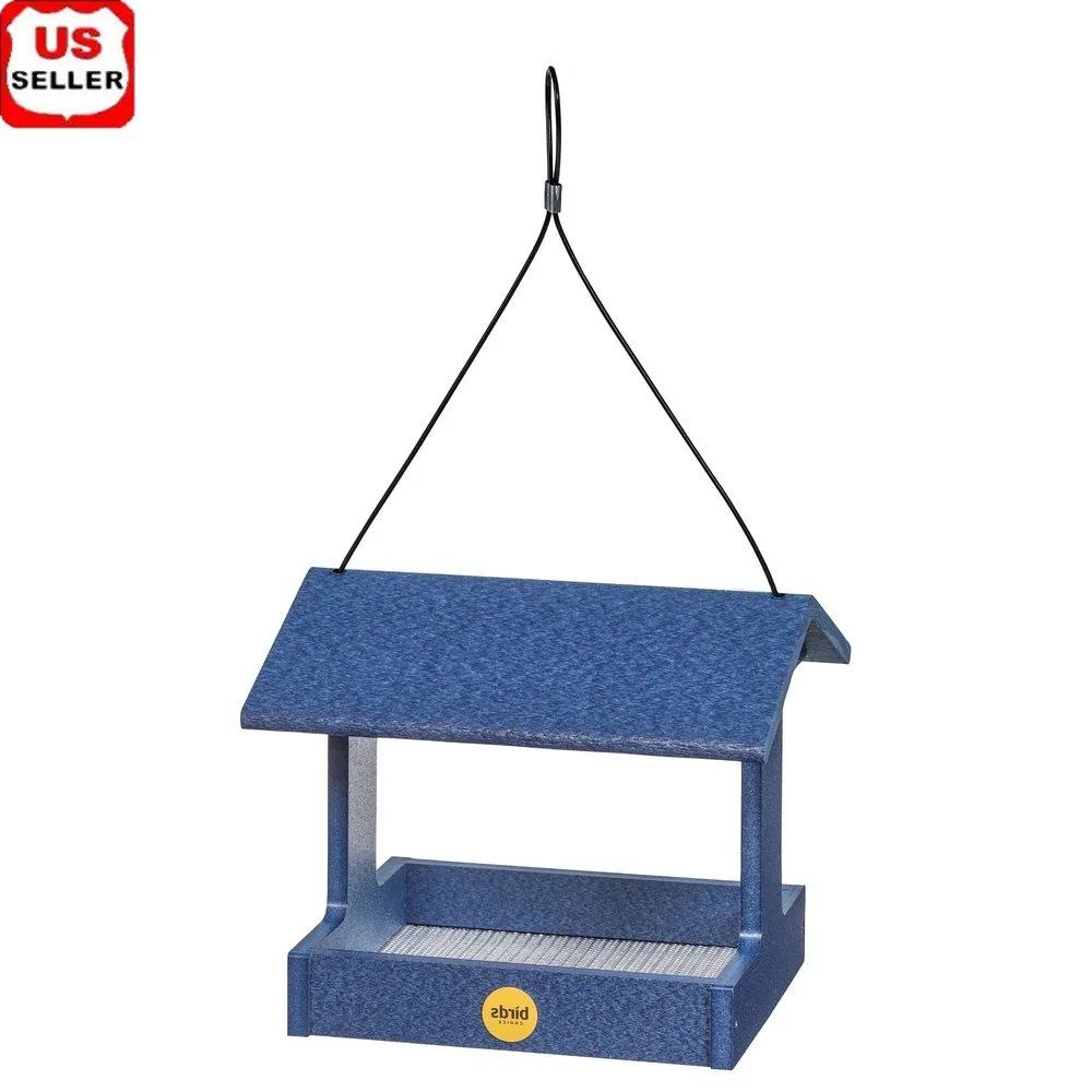

Recycled Plastic Fly-Thru Platform Bird Feeder Durable Easy Clean Attracts Cardinals Finches Chickadees Rustproof Weather