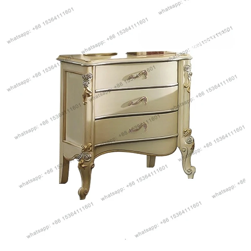 

French light luxury bedside table solid wood carving bedroom bedside modern creative simple home new locker