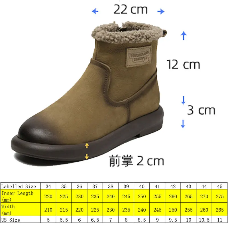 Koznoy 3cm New Genuine Leather Natural Winter Women Booties Ladies Soft Solid Flats Plush Warm Fur Ankle Snow Boots Autumn Shoes