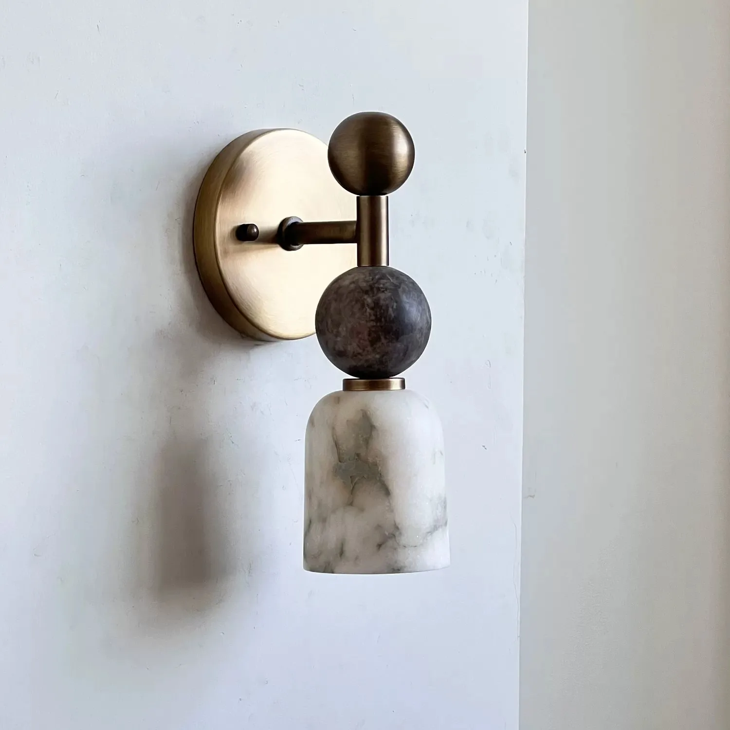 French Vintage Style Spanish Marble Wall Lamp Luxury-Style Hotel Corridor Artistic Decoration Daily Lighting Bedroom Night Light