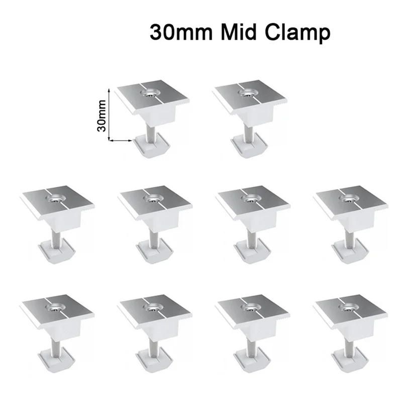 

TKOH-20Pcs Solar Clamp Adjustable Solar Panel Bracket Clamp Wide Photovoltaic Support For Solar Panel System 30Mm