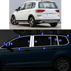 Car Sticker Garnish Pillar Window Middle Strip Trim Frame Hoods For VW Volkswagen Touran L 2016 2017 2018 2019 2020 2021