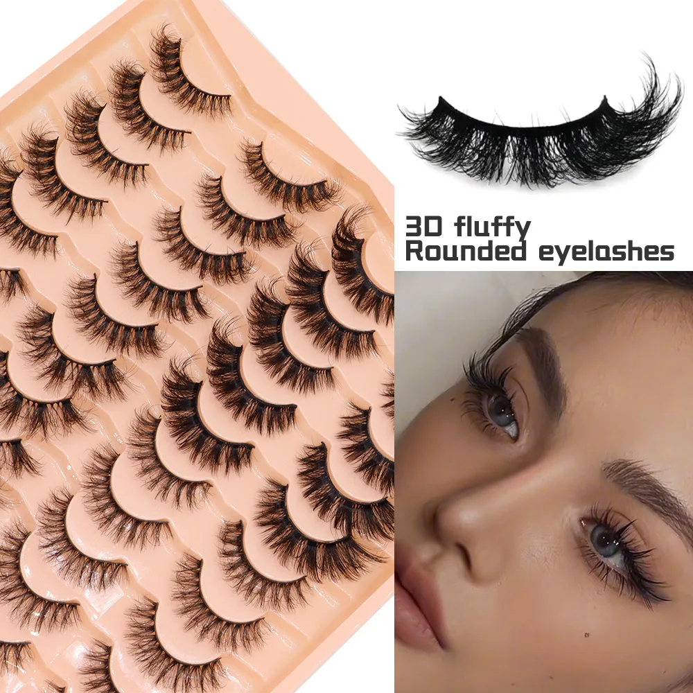 20 pares de cílios postiços pretos naturais fofos peludos cílios para festa diária