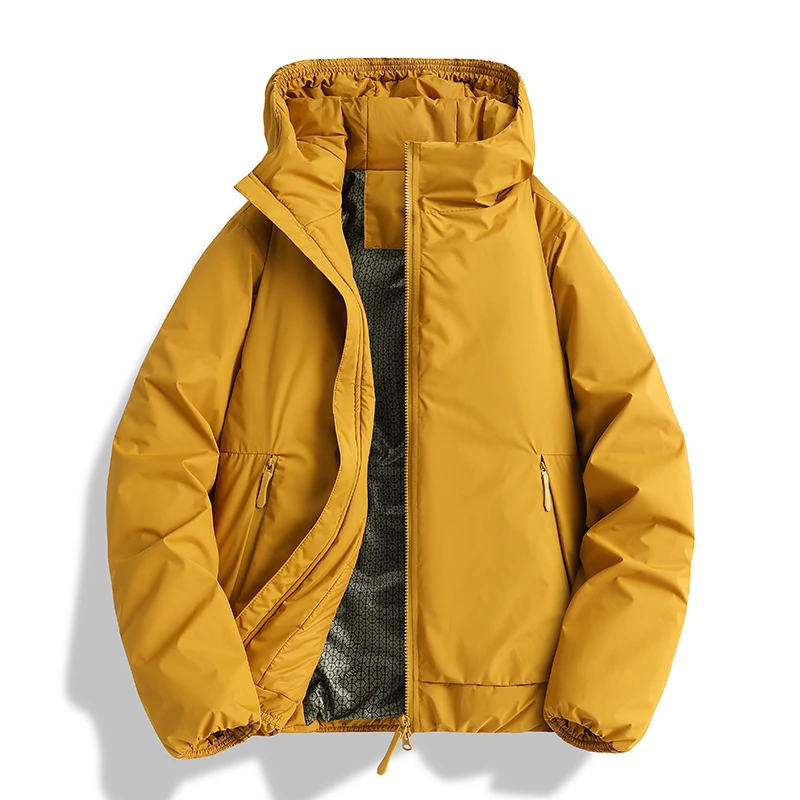 Winter New Warm Hooded Parkas for Men Solid Color Comfortable Zipper Male Clothing Quality Thicken Outerwear Casual Windproof